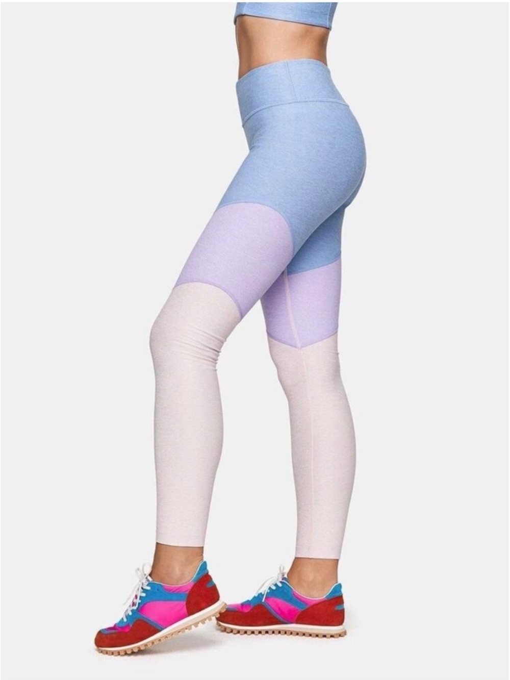 Outdoor Voices Colorblock High Rise Leggings XS Blue Purple Pink Yoga Athletic